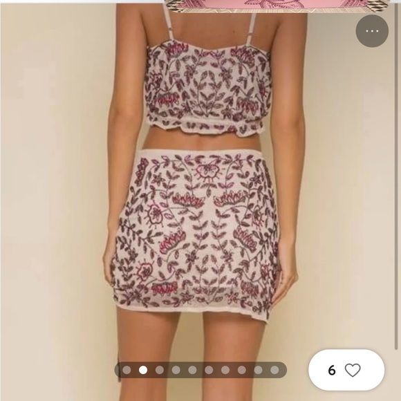 Raga Genevieve Drawstring Beaded Mini Skirt Size Small - Picture 2 of 5